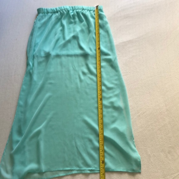 Express Mint Chiffon Double Slit Maxi Skirt - Picture 4 of 4